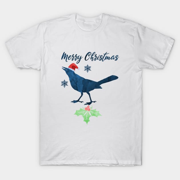 Christmas Bird Art T-Shirt by TheJollyMarten